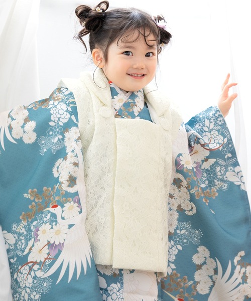 SOUBIEN(ソウビエン)の「【floro by SOUBIEN】3歳女の子用七五三セット(被布コート/着物/襦袢/草履/巾着)(着物・キッズ・ブルー系/ホワイト×レッド/アイボリー/クリーム/ホワイト系/ネイビー系1/ネイビー系/スカイブルー系/サーモンピンク/ピンク系/ワイン系/ローズ系/パイングリーン系/スモーキーグリーン系/ピーコックグリーン系/グリーン系/ダークグリーン系/レッド系/ベージュ系・ONE SIZE)」の14枚目の写真