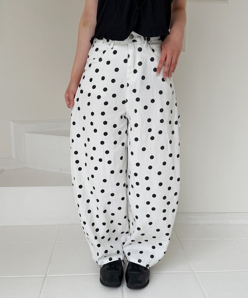 frunco(フランコ)の「ハートポケットポルカドットバレルレッグパンツ(その他パンツ・レディース・ホワイト・FREE)」の7枚目の写真