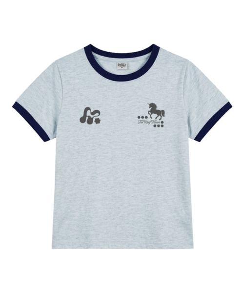 THEMORFHOUSE(ザモーフハウス)の「MORF シンボル ユニコーン リンガー 半袖 Tシャツ メランジブルー(Tシャツ/カットソー・レディース・その他・MEDIUM)」の1枚目の写真