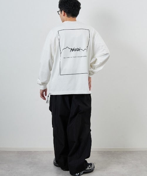 NANGA（ナンガ）の「【WEB先行予約】[NANGA/ナンガ] 別注 ドローコード付き バックプリントロンT（Tシャツ/カットソー・レディース・ホワイト/ブラック・L/M/S）」の4枚目の写真