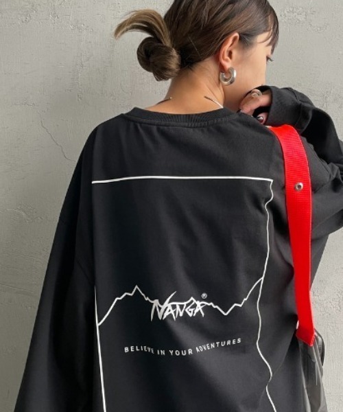 NANGA（ナンガ）の「[NANGA/ナンガ] 別注 ドローコード付き バックプリントロンT（Tシャツ/カットソー・レディース・ホワイト/ブラック・L/M/S）」の15枚目の写真