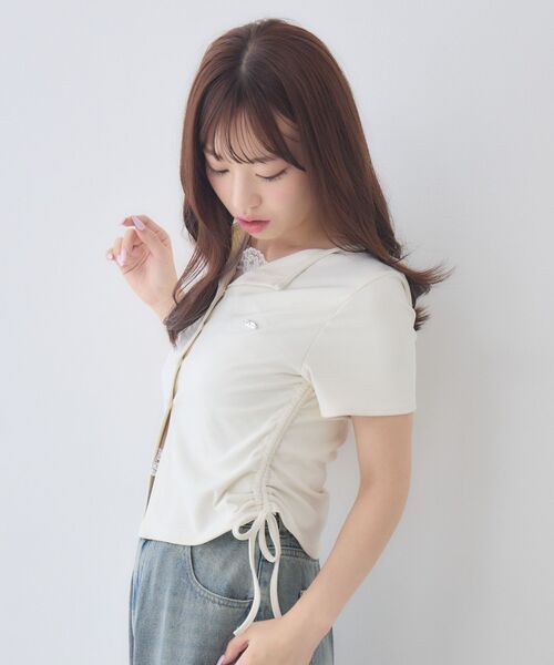ems excite(エムズエキサイト)の「レイヤードサイドドロストカットソー(Tシャツ/カットソー・レディース・ダークブルー/チャコールグレー/ナチュラル・FREE)」の14枚目の写真