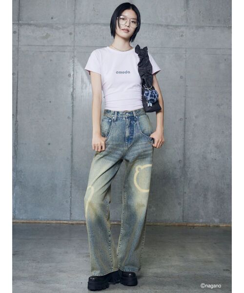 EMODA（エモダ）の「【ちいかわ】シルエットルーズジーンズ（デニムパンツ・レディース・ライトブルー/インディゴブルー・MEDIUM/X-SMALL/SMALL）」の14枚目の写真