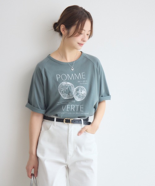 KATHARINE ROSS(キャサリンロス)の「POMMEVETRE刺繍Tシャツ(Tシャツ/カットソー・レディース・グリーン/オフホワイト・FREE)」の2枚目の写真