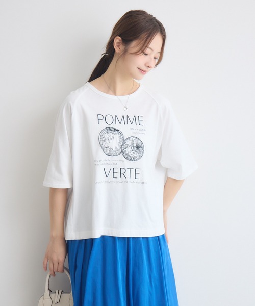 KATHARINE ROSS(キャサリンロス)の「POMMEVETRE刺繍Tシャツ(Tシャツ/カットソー・レディース・グリーン/オフホワイト・FREE)」の3枚目の写真