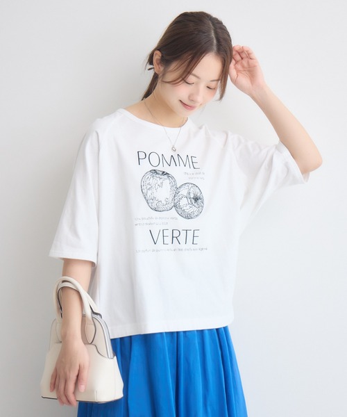 KATHARINE ROSS(キャサリンロス)の「POMMEVETRE刺繍Tシャツ(Tシャツ/カットソー・レディース・グリーン/オフホワイト・FREE)」の4枚目の写真