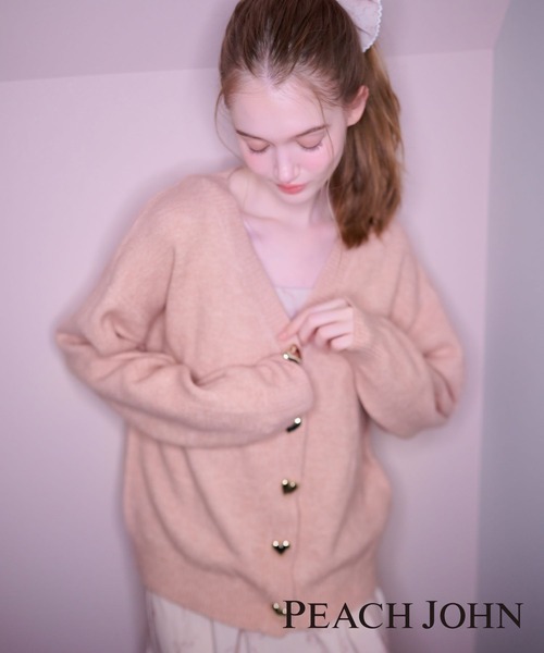 Heather(ヘザー)の「【Heather×PEACH JOHN】チュニックニットカーディガン 1052084(カーディガン/ボレロ・レディース・ピンク/アイボリー・FREE)」の1枚目の写真
