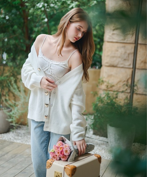 Heather(ヘザー)の「【Heather×PEACH JOHN】チュニックニットカーディガン 1052084(カーディガン/ボレロ・レディース・ピンク/アイボリー・FREE)」の3枚目の写真