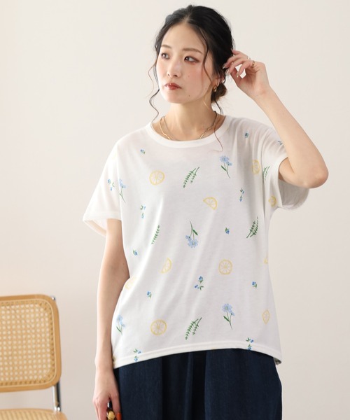 FUNALIVE(ファンアライブ)の「前身レモンプリントプルオーバー 半袖(Tシャツ/カットソー・レディース・チャコールグレー/ミント/オフホワイト・L/M)」の5枚目の写真