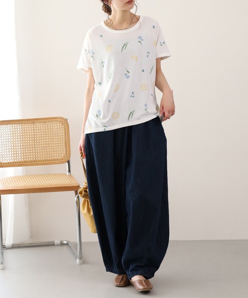 FUNALIVE(ファンアライブ)の「前身レモンプリントプルオーバー 半袖(Tシャツ/カットソー・レディース・チャコールグレー/ミント/オフホワイト・L/M)」の7枚目の写真