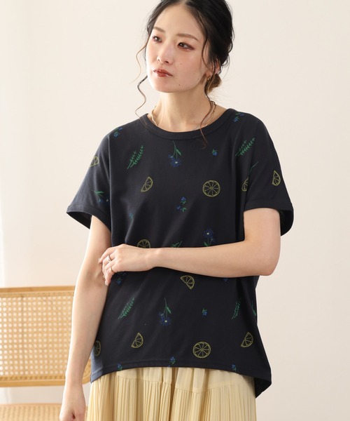 FUNALIVE(ファンアライブ)の「前身レモンプリントプルオーバー 半袖(Tシャツ/カットソー・レディース・チャコールグレー/ミント/オフホワイト・L/M)」の9枚目の写真