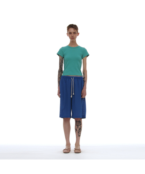 PARTIMENTO WOMEN（パルティメントウィメン）の「PWC ボタンメッシュショーツ_8カラー（その他パンツ・レディース・コーラル/ダークネイビー/プラム/ライトグレー/スカイブルー/パープル/ブルー/ブラウン・SMALL/MEDIUM/LARGE）」の4枚目の写真