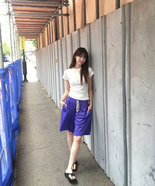 PARTIMENTO WOMEN（パルティメントウィメン）の「PWC ボタンメッシュショーツ_8カラー（その他パンツ・レディース・コーラル/ダークネイビー/プラム/ライトグレー/スカイブルー/パープル/ブルー/ブラウン・SMALL/MEDIUM/LARGE）」の20枚目の写真
