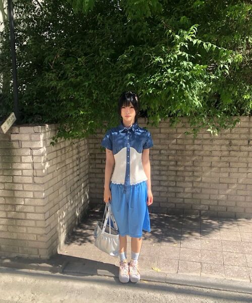 PARTIMENTO WOMEN（パルティメントウィメン）の「PWC ボタンメッシュショーツ_8カラー（その他パンツ・レディース・コーラル/ダークネイビー/プラム/ライトグレー/スカイブルー/パープル/ブルー/ブラウン・SMALL/MEDIUM/LARGE）」の22枚目の写真