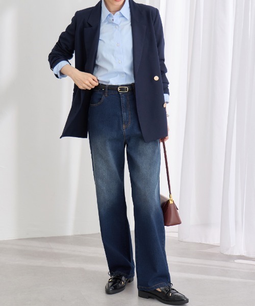 Viola e Viola（ヴィオラエヴィオラ）の「あったか裏起毛　隠しゴムストレートパンツ（デニムパンツ・レディース・ライトブルー/ネイビー/ダークネイビー・LL/M/L）」の16枚目の写真