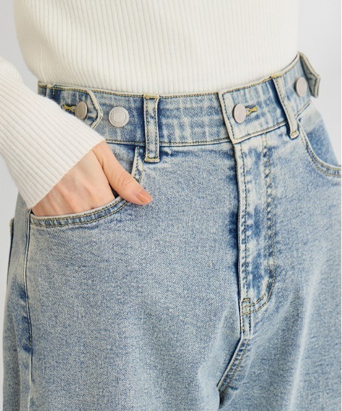 Viola e Viola（ヴィオラエヴィオラ）の「あったか裏起毛　隠しゴムストレートパンツ（デニムパンツ・レディース・ライトブルー/ネイビー/ダークネイビー・LL/M/L）」の18枚目の写真