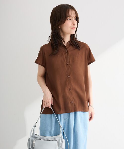 Green Parks(グリーンパークス)の「SET2点刺しゅうキャミ+シャツ(シャツ/ブラウス・レディース・ブラウン/オフホワイト/ブラック・FREE)」の15枚目の写真