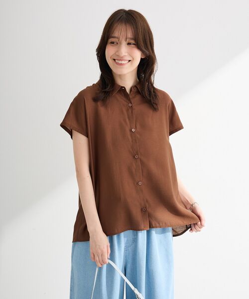 Green Parks(グリーンパークス)の「SET2点刺しゅうキャミ+シャツ(シャツ/ブラウス・レディース・ブラウン/オフホワイト/ブラック・FREE)」の16枚目の写真