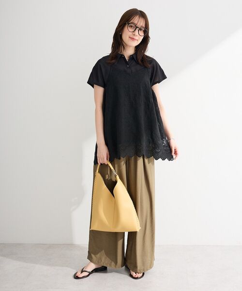 Green Parks(グリーンパークス)の「SET2点刺しゅうキャミ+シャツ(シャツ/ブラウス・レディース・ブラウン/オフホワイト/ブラック・FREE)」の17枚目の写真