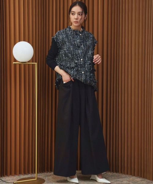 ELFRANK(エルフランク)の「【2026AW】フリンジデザインツイードノースリーブベスト セレモニー オケージョン(ベスト・レディース・ブラック×ピンク/ピンク系その他/ブラック×ホワイト・M/L)」の15枚目の写真
