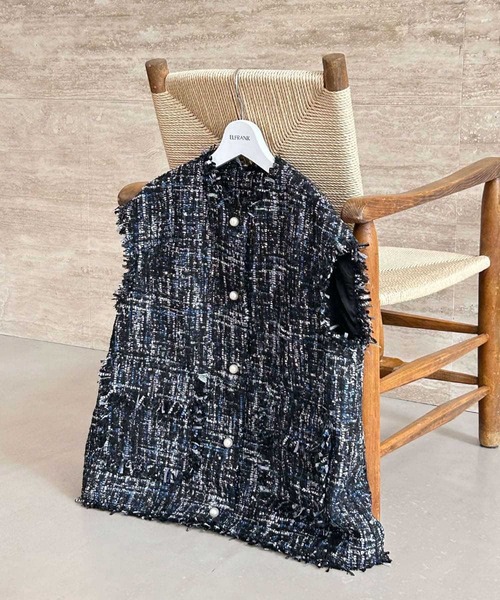 ELFRANK(エルフランク)の「【2026AW】フリンジデザインツイードノースリーブベスト セレモニー オケージョン(ベスト・レディース・ブラック×ピンク/ピンク系その他/ブラック×ホワイト・M/L)」の18枚目の写真