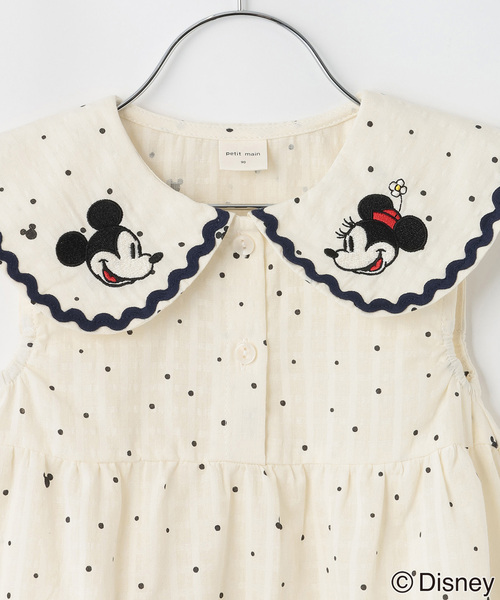 petit main（プティマイン）の「【Disney】エリ刺しゅうティアードワンピース（シャツワンピース・キッズ・アイボリー/ネイビー・120cm/100cm/130cm/80ｃｍ/90cm/110cm）」の6枚目の写真