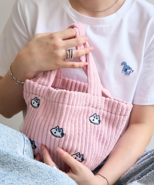 KOBE LETTUCE（コウベレタス）の「[ 11ぴきのねこコラボ ] 刺繍ミニトートバッグ（トートバッグ・レディース・アイボリー/ピンク/ネイビー・F）」の10枚目の写真