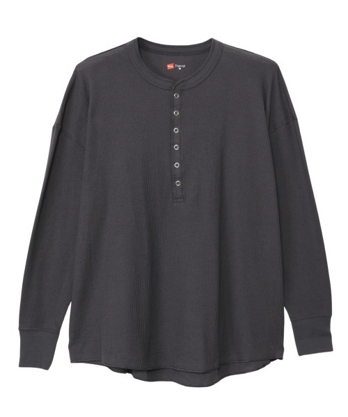 HANES(ヘインズ)の「【Hanes/ヘインズ】レディース Thermal for HER ヘンリーネックTシャツ(Tシャツ/カットソー・レディース・レッド/オフホワイト/グレー系・LARGE/MEDIUM)」の2枚目の写真