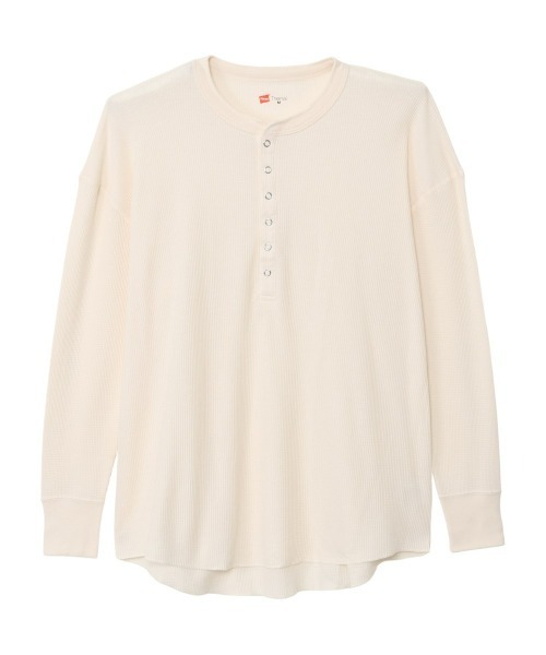 HANES(ヘインズ)の「【Hanes/ヘインズ】レディース Thermal for HER ヘンリーネックTシャツ(Tシャツ/カットソー・レディース・レッド/オフホワイト/グレー系・LARGE/MEDIUM)」の12枚目の写真