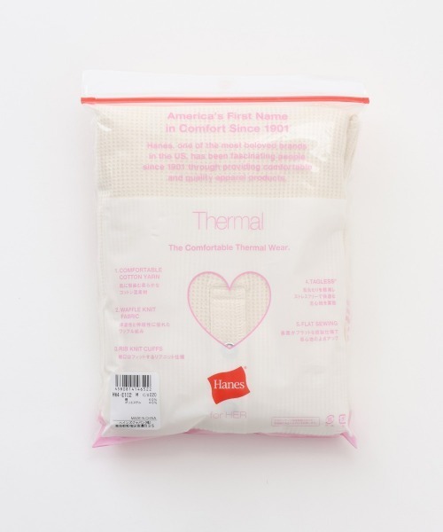 HANES(ヘインズ)の「【Hanes/ヘインズ】レディース Thermal for HER ヘンリーネックTシャツ(Tシャツ/カットソー・レディース・レッド/オフホワイト/グレー系・LARGE/MEDIUM)」の17枚目の写真