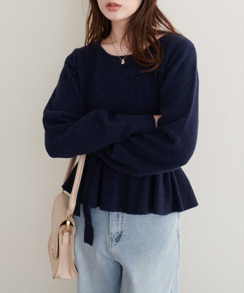 natural couture（ナチュラルクチュール）の「〈セットアップ可〉ジャガード柄編みニットTOPS（ニット/セーター・レディース・ブラウン/ピンク/オフホワイト/ブラック/ネイビー・FREE）」の4枚目の写真