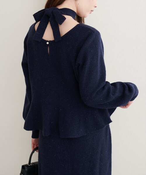 natural couture（ナチュラルクチュール）の「〈セットアップ可〉ジャガード柄編みニットTOPS（ニット/セーター・レディース・ブラウン/ピンク/オフホワイト/ブラック/ネイビー・FREE）」の7枚目の写真