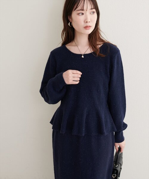 natural couture（ナチュラルクチュール）の「〈セットアップ可〉ジャガード柄編みニットTOPS（ニット/セーター・レディース・ブラウン/ピンク/オフホワイト/ブラック/ネイビー・FREE）」の8枚目の写真