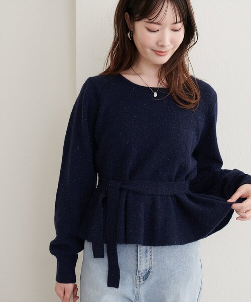 natural couture（ナチュラルクチュール）の「〈セットアップ可〉ジャガード柄編みニットTOPS（ニット/セーター・レディース・ブラウン/ピンク/オフホワイト/ブラック/ネイビー・FREE）」の11枚目の写真