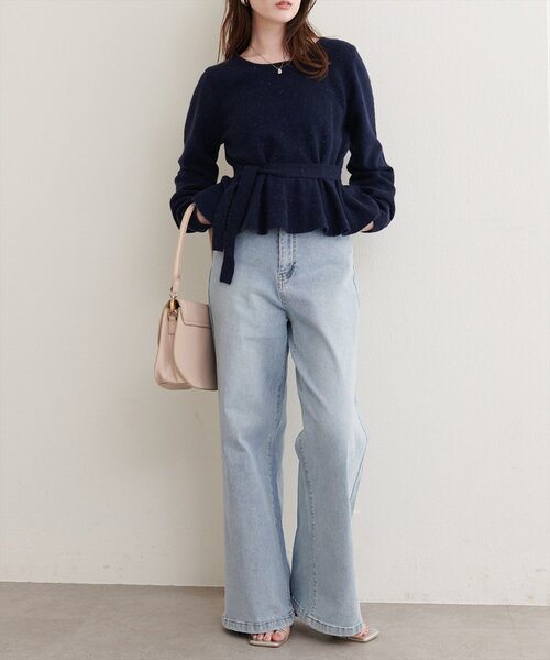 natural couture（ナチュラルクチュール）の「〈セットアップ可〉ジャガード柄編みニットTOPS（ニット/セーター・レディース・ブラウン/ピンク/オフホワイト/ブラック/ネイビー・FREE）」の12枚目の写真
