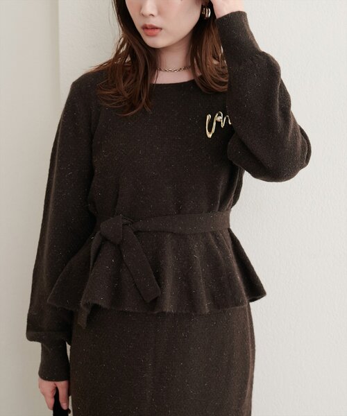 natural couture（ナチュラルクチュール）の「〈セットアップ可〉ジャガード柄編みニットTOPS（ニット/セーター・レディース・ブラウン/ピンク/オフホワイト/ブラック/ネイビー・FREE）」の15枚目の写真