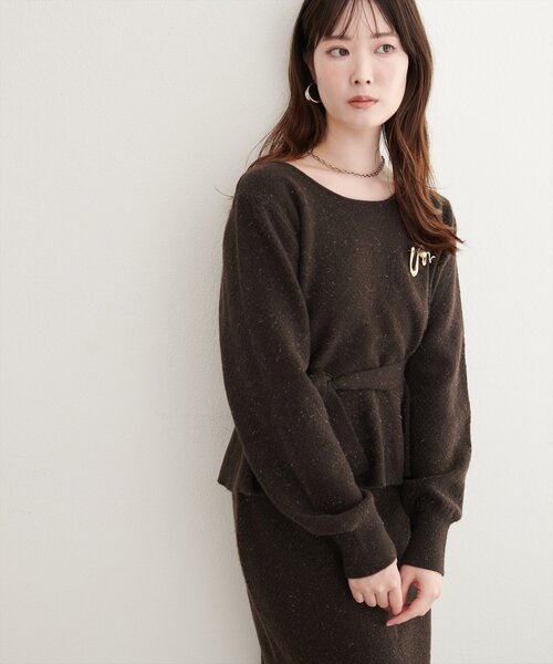 natural couture（ナチュラルクチュール）の「〈セットアップ可〉ジャガード柄編みニットTOPS（ニット/セーター・レディース・ブラウン/ピンク/オフホワイト/ブラック/ネイビー・FREE）」の16枚目の写真