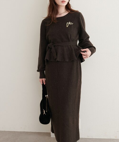natural couture（ナチュラルクチュール）の「〈セットアップ可〉ジャガード柄編みニットTOPS（ニット/セーター・レディース・ブラウン/ピンク/オフホワイト/ブラック/ネイビー・FREE）」の17枚目の写真