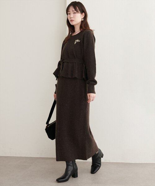 natural couture（ナチュラルクチュール）の「〈セットアップ可〉ジャガード柄編みニットTOPS（ニット/セーター・レディース・ブラウン/ピンク/オフホワイト/ブラック/ネイビー・FREE）」の18枚目の写真