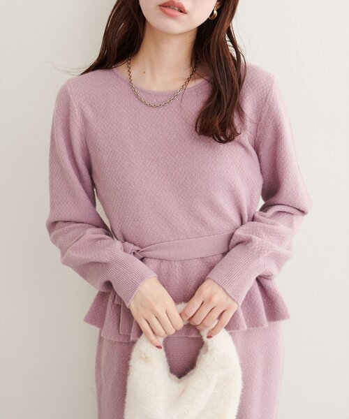natural couture（ナチュラルクチュール）の「〈セットアップ可〉ジャガード柄編みニットTOPS（ニット/セーター・レディース・ブラウン/ピンク/オフホワイト/ブラック/ネイビー・FREE）」の20枚目の写真