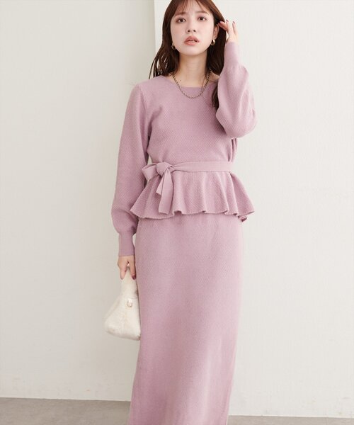 natural couture（ナチュラルクチュール）の「〈セットアップ可〉ジャガード柄編みニットTOPS（ニット/セーター・レディース・ブラウン/ピンク/オフホワイト/ブラック/ネイビー・FREE）」の22枚目の写真