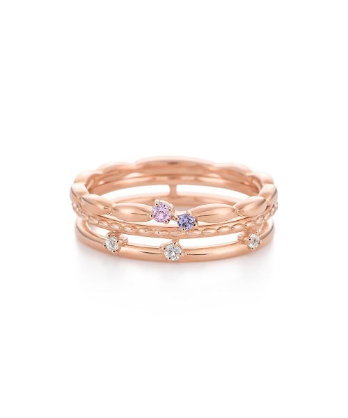 4℃(ヨンドシー)の「【Autumn Collection】シルバー 2本セット リング(リング・レディース・ピンクゴールド・#14/#12/#10)」の2枚目の写真