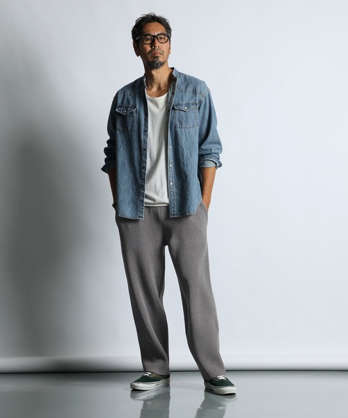 The DUFFER of ST.GEORGE(ザダファーオブセントジョージ)の「5G RIB KNIT EASY PANTS:5ゲージ リブニット イージーパンツ / 畦編み / ストレッチニット / レギュラーフィット ストレート(その他パンツ・メンズ・グレー/ブラック・X-LARGE/LARGE/MEDIUM)」の11枚目の写真