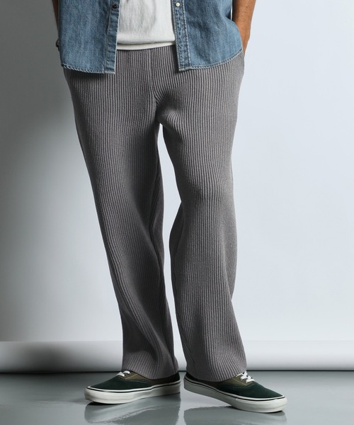 The DUFFER of ST.GEORGE(ザダファーオブセントジョージ)の「5G RIB KNIT EASY PANTS:5ゲージ リブニット イージーパンツ / 畦編み / ストレッチニット / レギュラーフィット ストレート(その他パンツ・メンズ・グレー/ブラック・X-LARGE/LARGE/MEDIUM)」の10枚目の写真