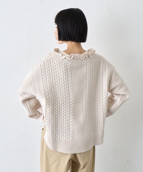 CIAOPANIC TYPY(チャオパニックティピー)の「∴衿フリルスキッパーケーブルニット(ニット/セーター・レディース・ブラック/アイボリー/バイオレット・ONE SIZE)」の20枚目の写真