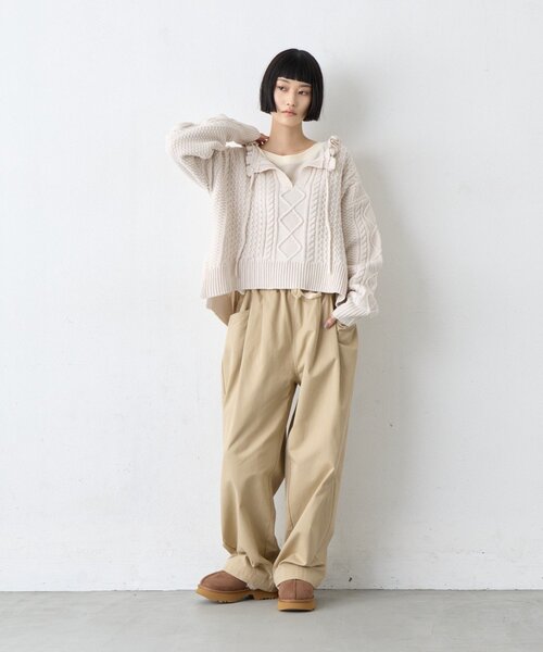 CIAOPANIC TYPY(チャオパニックティピー)の「∴衿フリルスキッパーケーブルニット(ニット/セーター・レディース・ブラック/アイボリー/バイオレット・ONE SIZE)」の12枚目の写真
