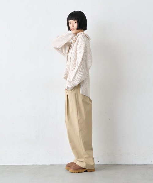 CIAOPANIC TYPY(チャオパニックティピー)の「∴衿フリルスキッパーケーブルニット(ニット/セーター・レディース・ブラック/アイボリー/バイオレット・ONE SIZE)」の13枚目の写真