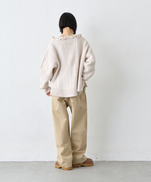 CIAOPANIC TYPY(チャオパニックティピー)の「∴衿フリルスキッパーケーブルニット(ニット/セーター・レディース・ブラック/アイボリー/バイオレット・ONE SIZE)」の14枚目の写真