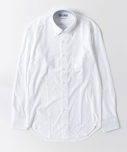 Perfect Suit FActory(パーフェクトスーツファクトリー)の「【アイシャツ累計販売枚数1100万枚突破】長袖アイシャツ 完全ノーアイロン/速乾/抗菌防臭 ワイドストライプ ボタンダウン(ビジネスシャツ・メンズ・ホワイト・首回り41cm-裄丈84cm/首回り43cm-裄丈86cm/首回り45cm-裄丈86cm/首回り37cm-裄丈80cm/首回り39cm-裄丈82cm)」の2枚目の写真