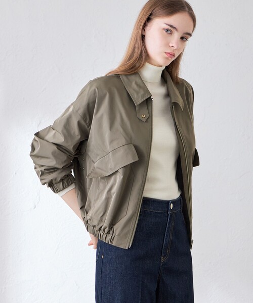 MACKINTOSH LONDON(マッキントッシュ ロンドン)の「ピーチツイルステンカラーブルゾン(ブルゾン・レディース・カーキ/ブラック・38)」の1枚目の写真